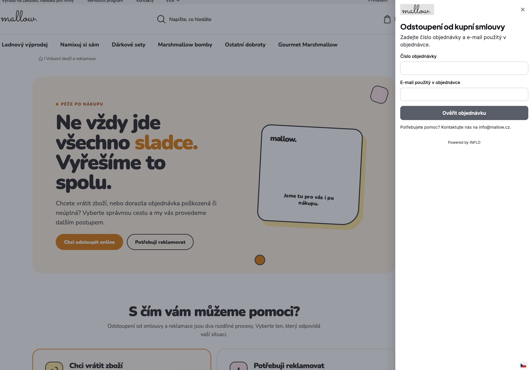 Formulár odstúpenia otvorený na e-shope